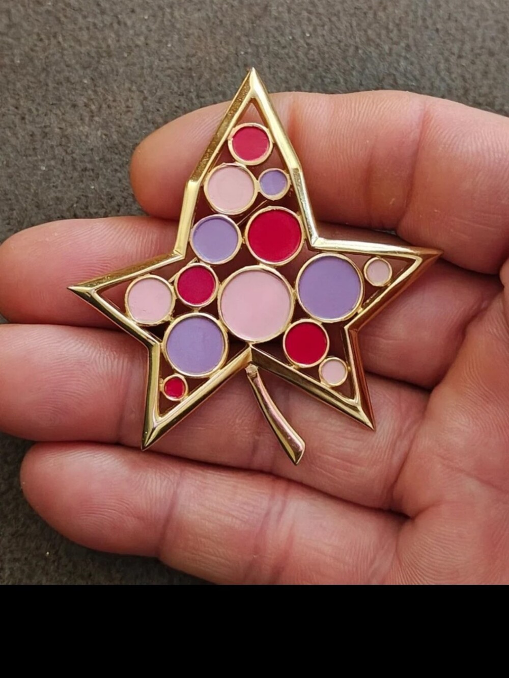 1960s Crown Trifari "Confetti Colors" Leaf Brooch